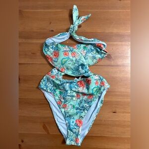Victoria’s Secret Butterfly Floral High Neck Wrap One Piece Swimsuit XS